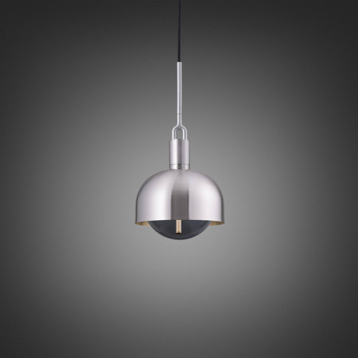FORKED PENDANT SHADE GLOBE SMOKED MEDIUM - STEEL