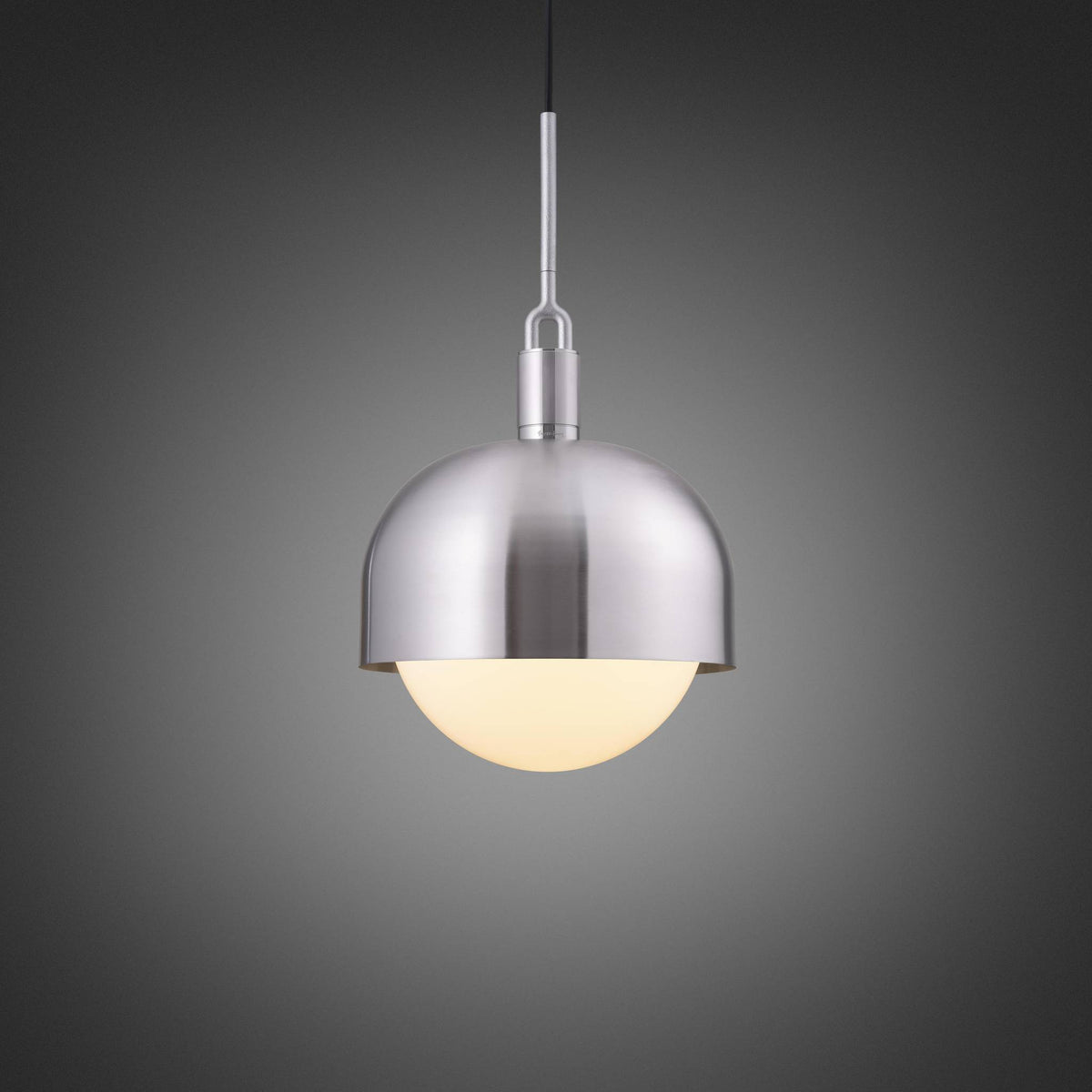 FORKED PENDANT SHADE GLOBE OPAL LARGE - STEEL