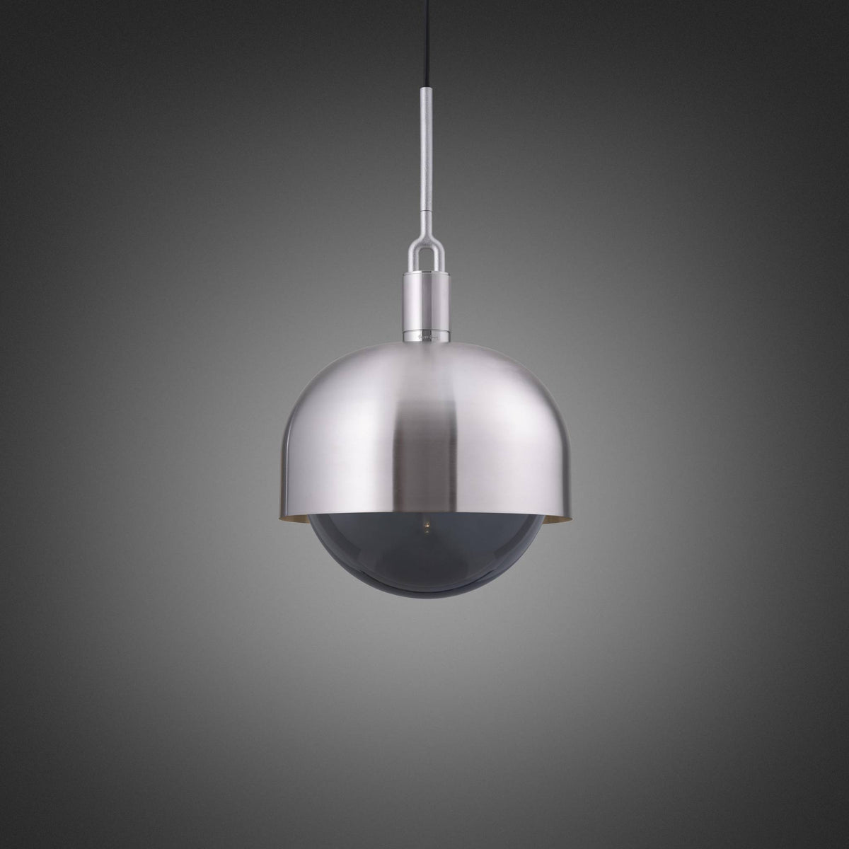 Forked Pendant Shade Globe Smoked Large Steel