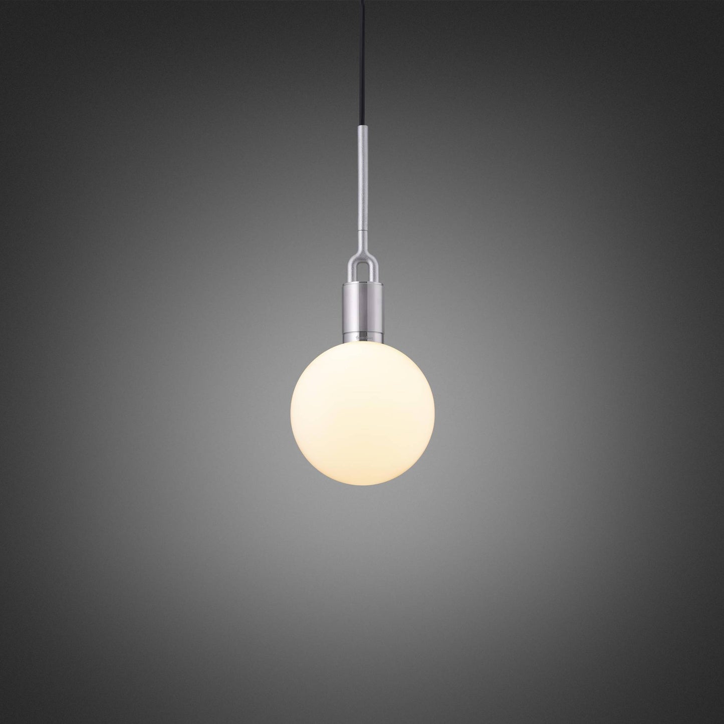 FORKED PENDANT GLOBE OPAL MEDIUM - STEEL