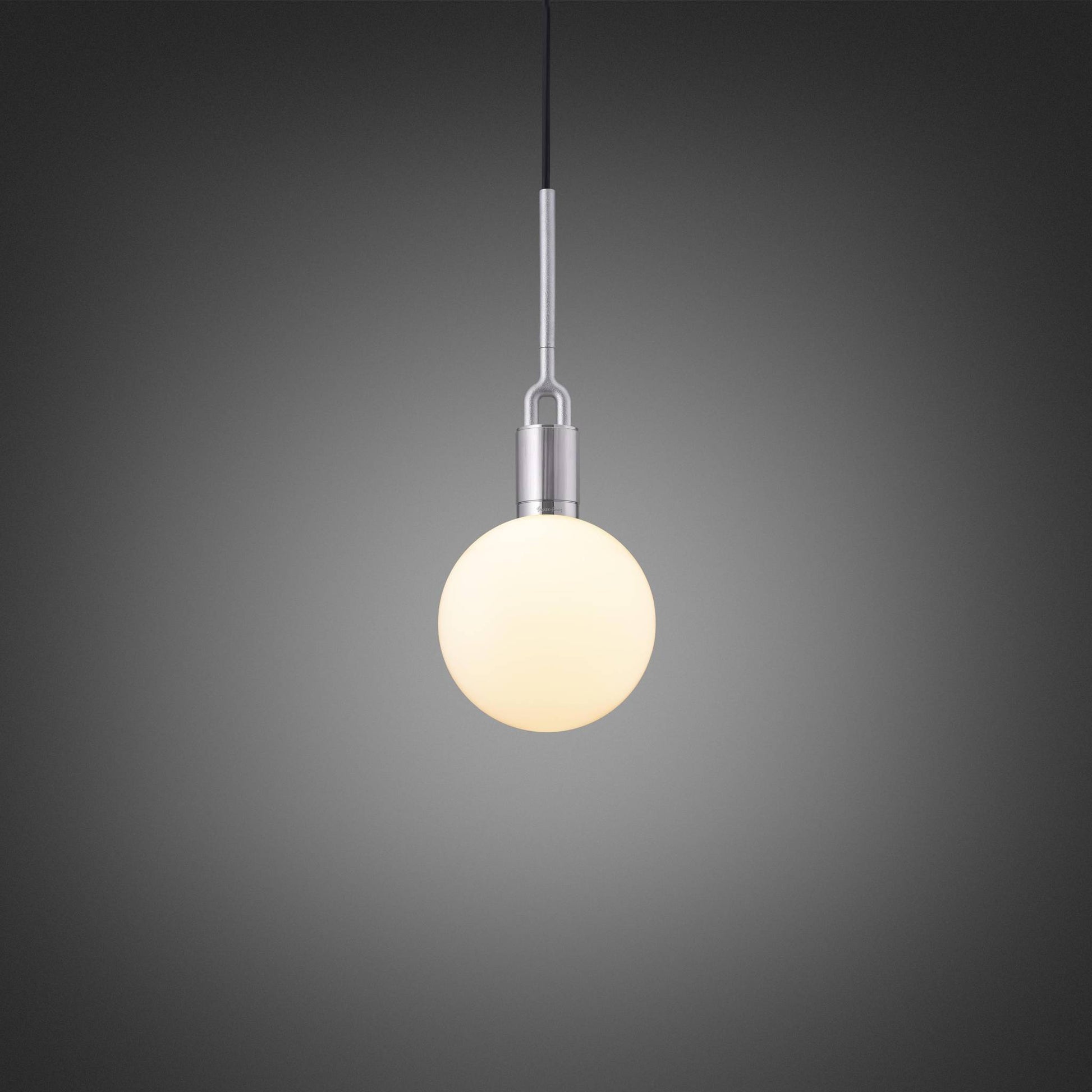 FORKED PENDANT GLOBE OPAL MEDIUM - STEEL