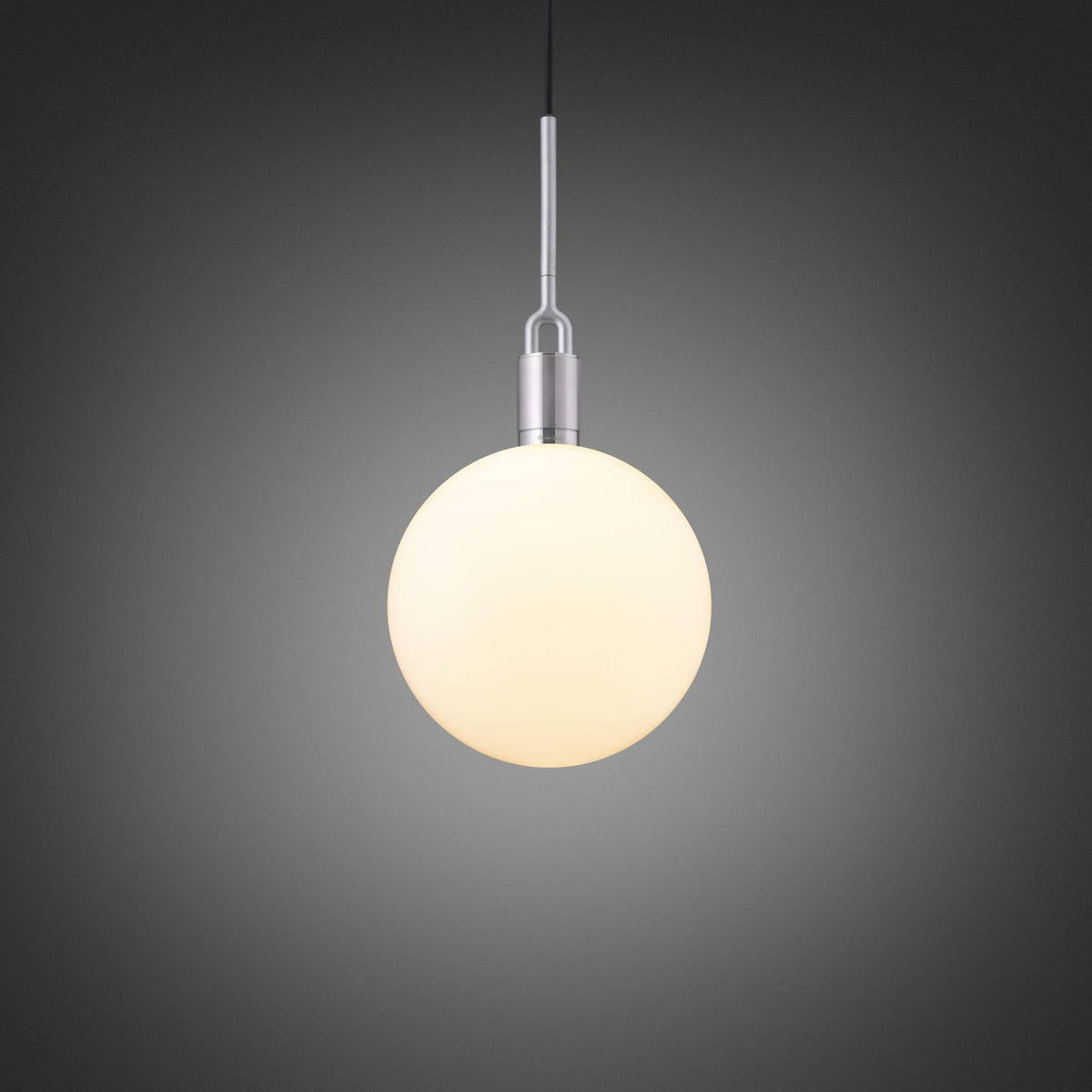 FORKED PENDANT GLOBE OPAL LARGE - STEEL