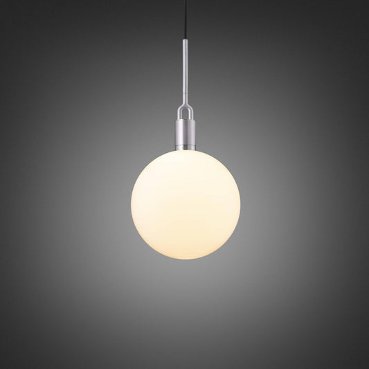 FORKED PENDANT GLOBE OPAL LARGE - STEEL