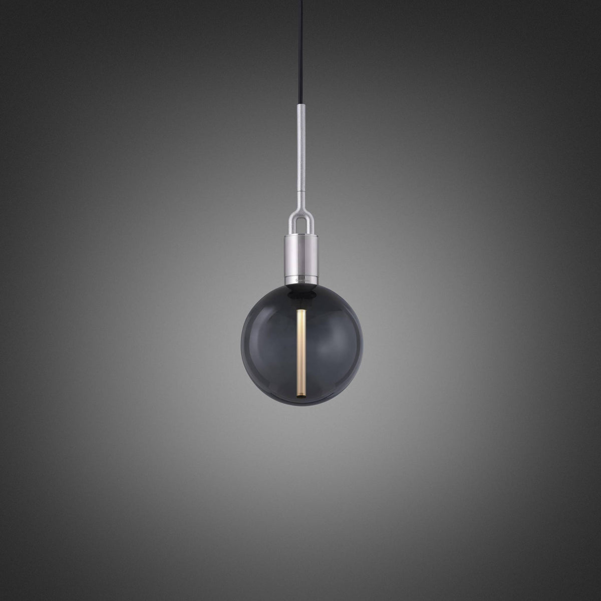 Forked Pendant Linear Globe Smoked Medium Steel