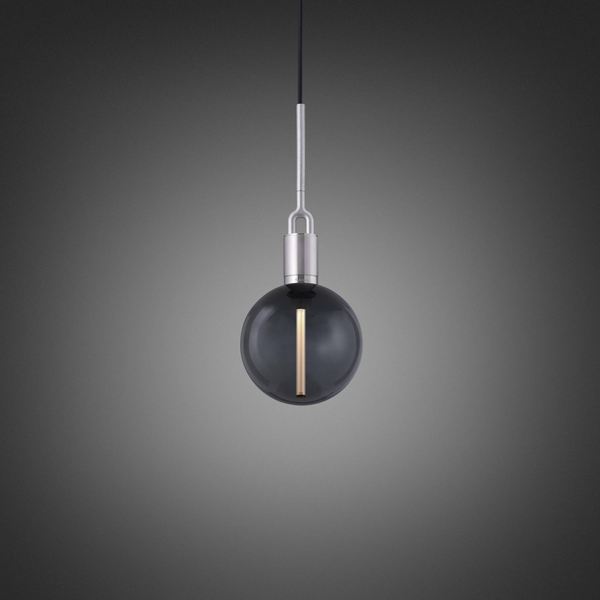 Forked Pendant Linear Globe Smoked Medium Steel