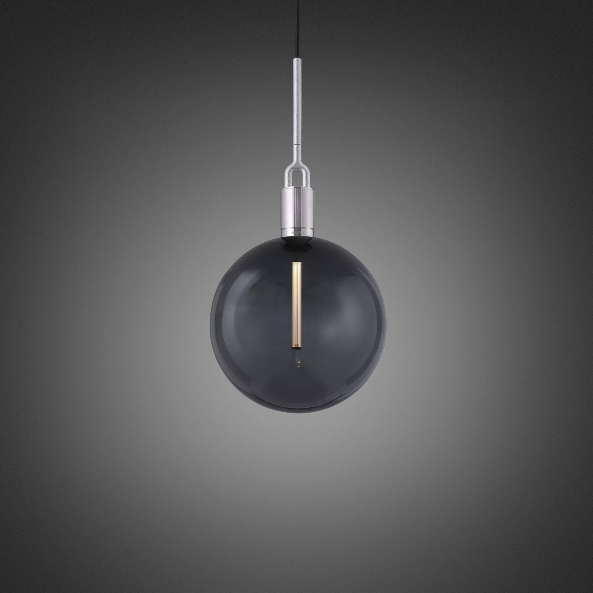 Forked Pendant Linear Globe Smoked Large Steel