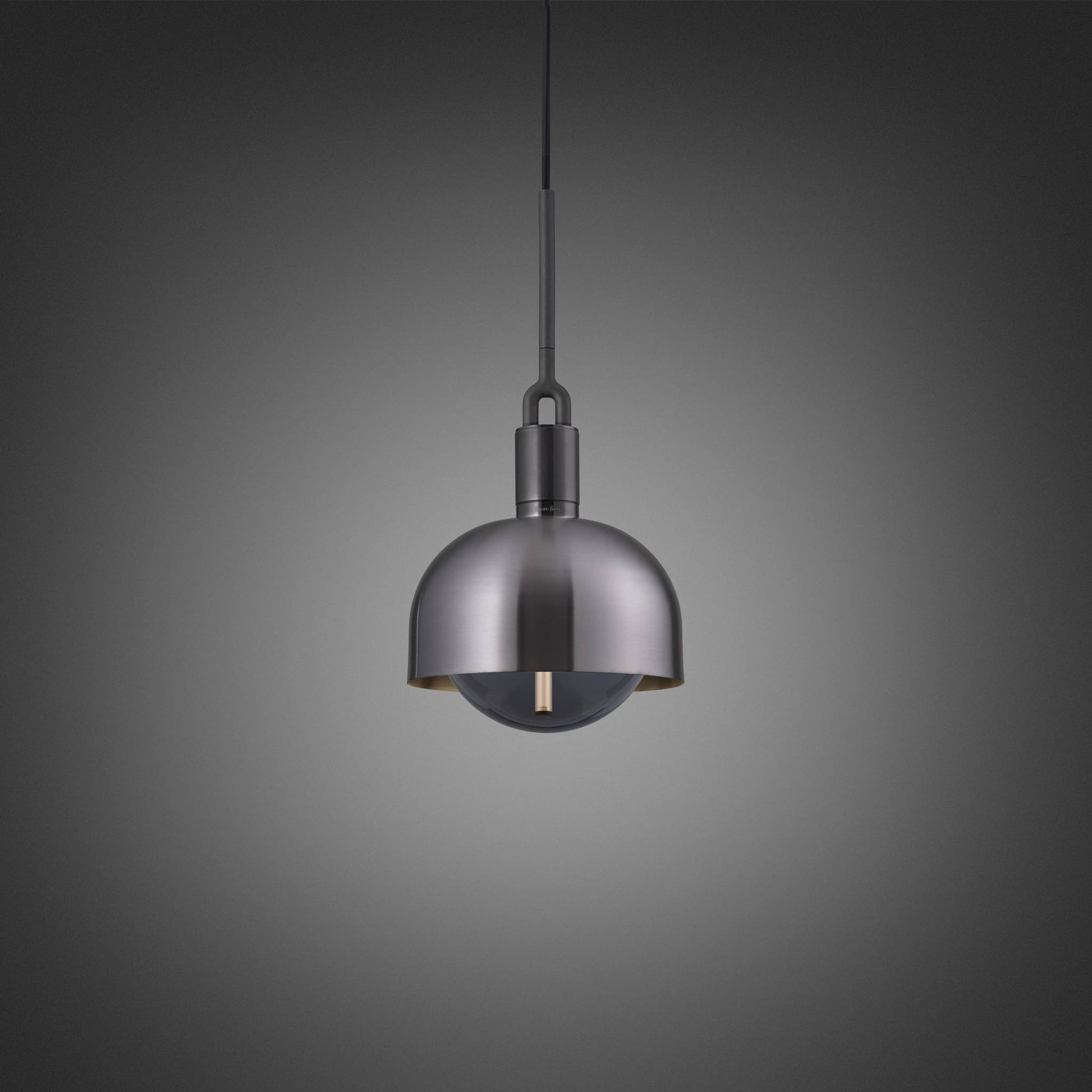 FORKED PENDANT SHADE GLOBE SMOKED MEDIUM - GUN METAL
