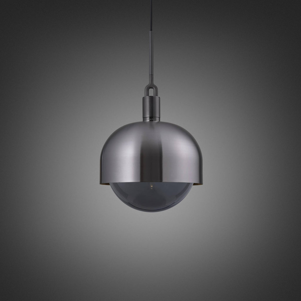 Forked Pendant Shade Globe Smoked Large Gun Metal