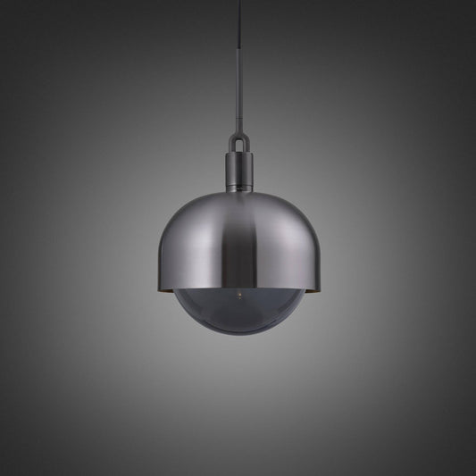 Forked Pendant Shade Globe Smoked Large Gun Metal
