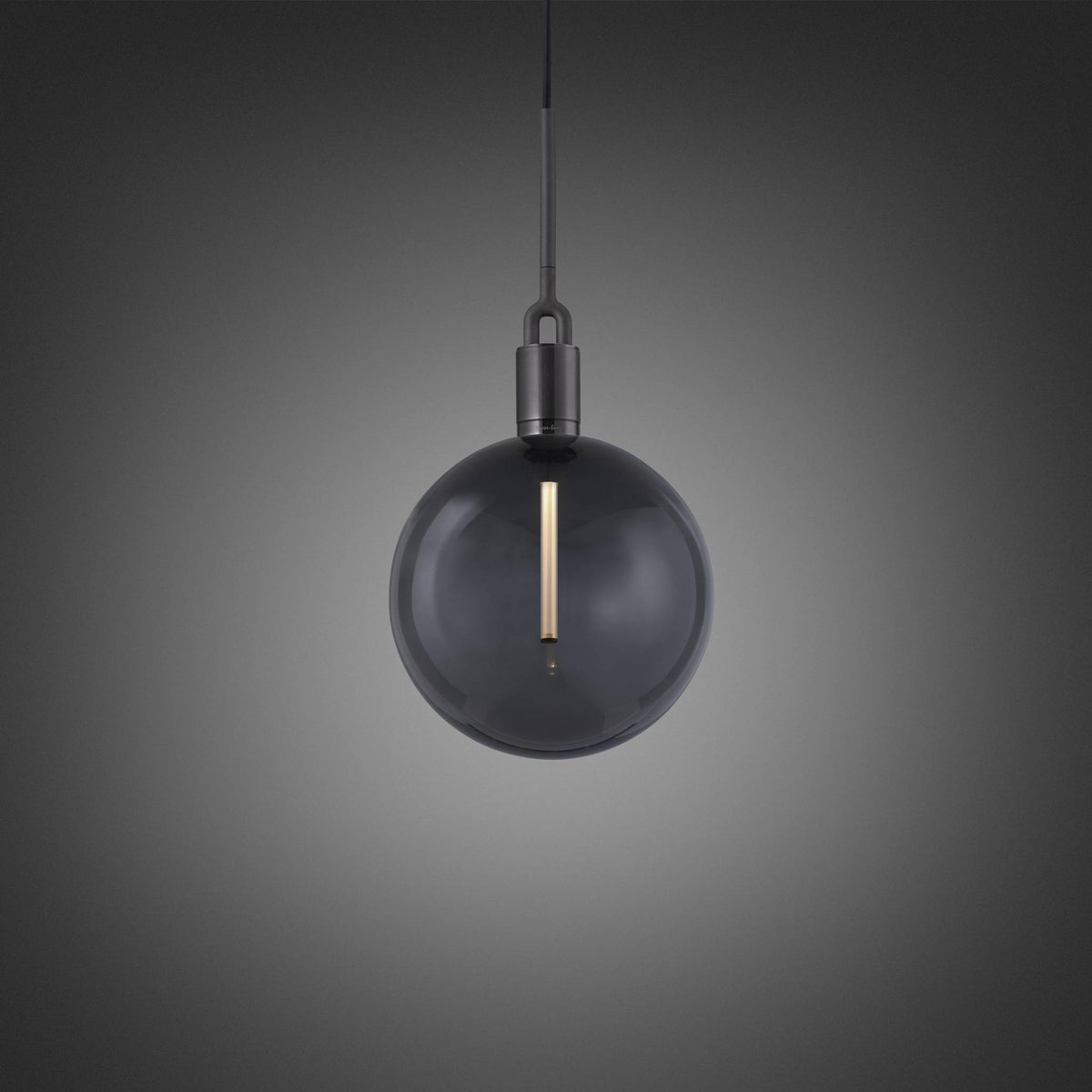 Forked Pendant Linear Globe Smoked Large Gun Metal