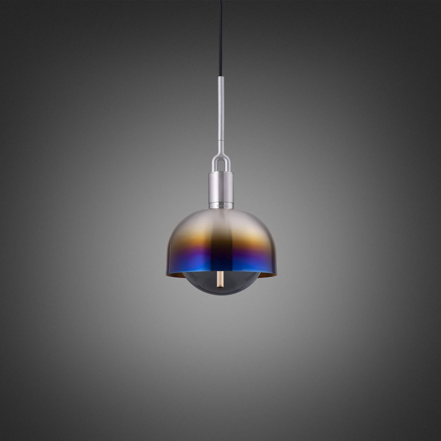 FORKED PENDANT SHADE GLOBE SMOKED MEDIUM - BURNT STEEL