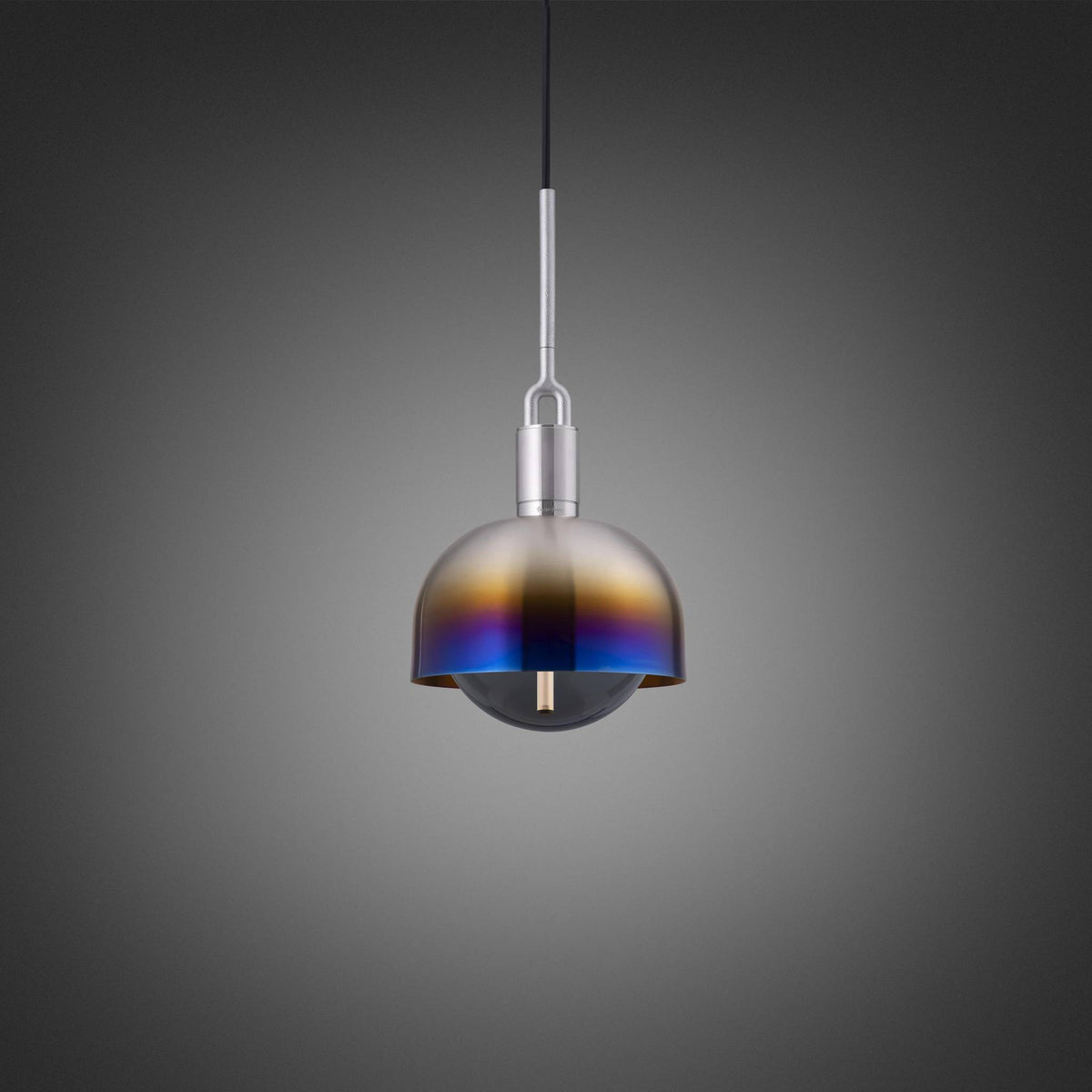 FORKED PENDANT SHADE GLOBE SMOKED MEDIUM - BURNT STEEL