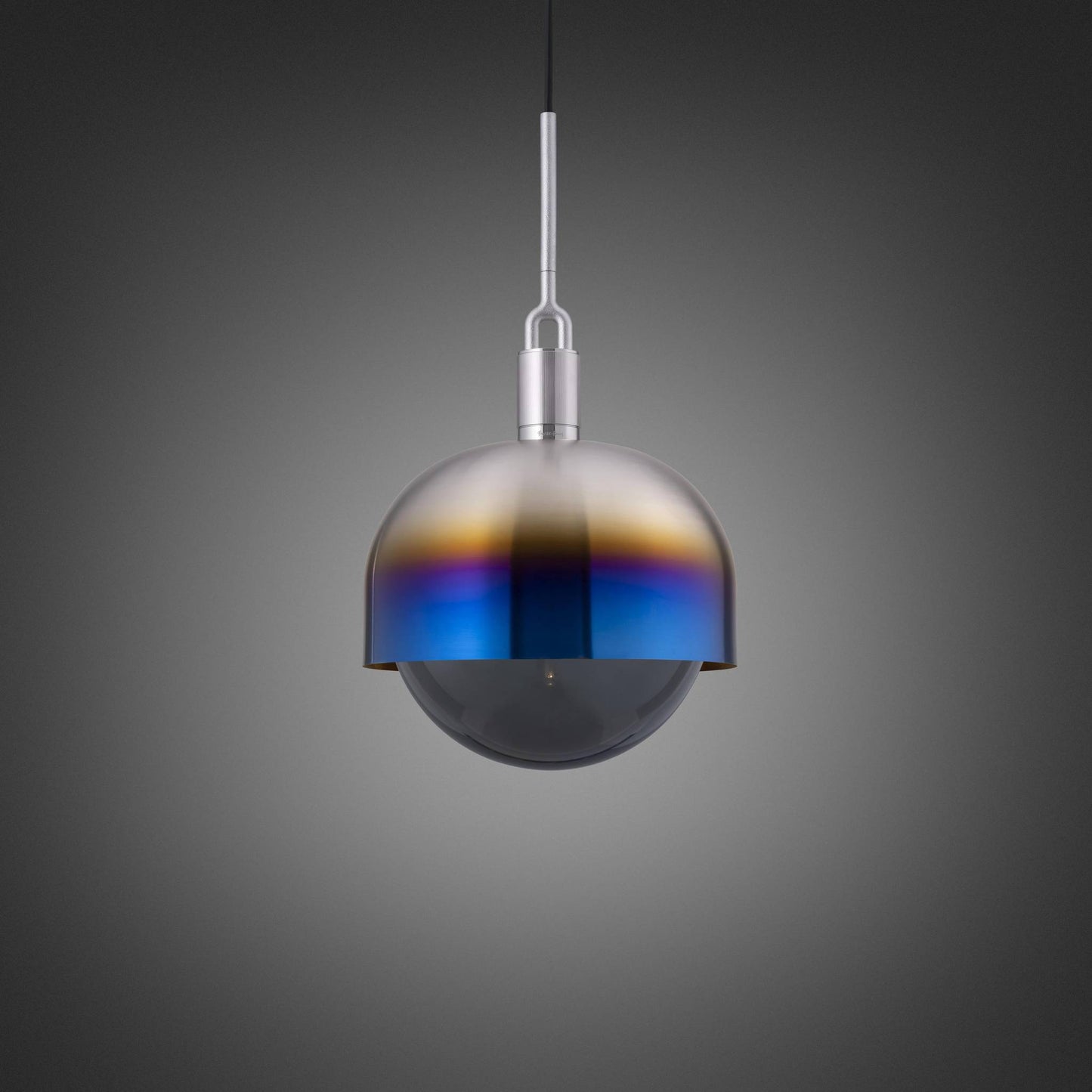 Forked Pendant Shade Globe Smoked Large Burnt Steel