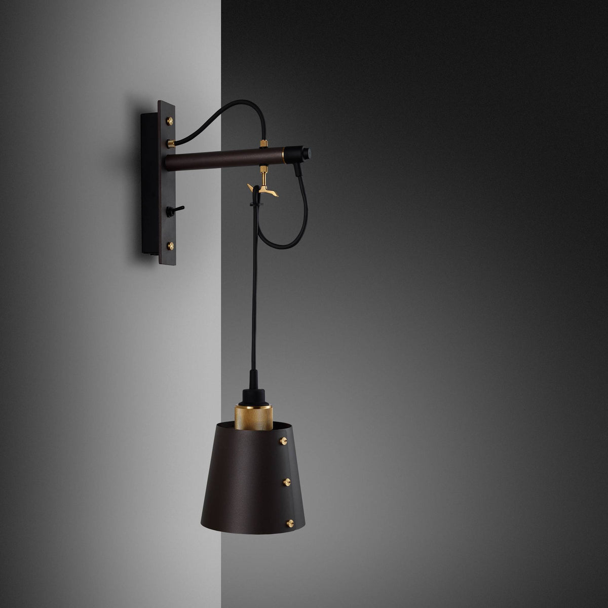 Hooked Wall Small Graphite Brass