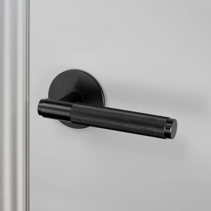 Fixed Door Handle Rose Cross - Black