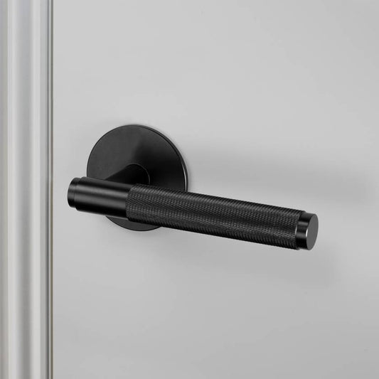 Fixed Door Handle Rose Cross - Black