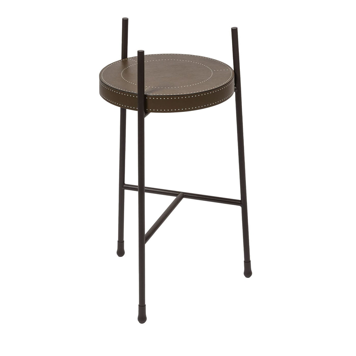 Oblivion Small Brown Leather Side Table