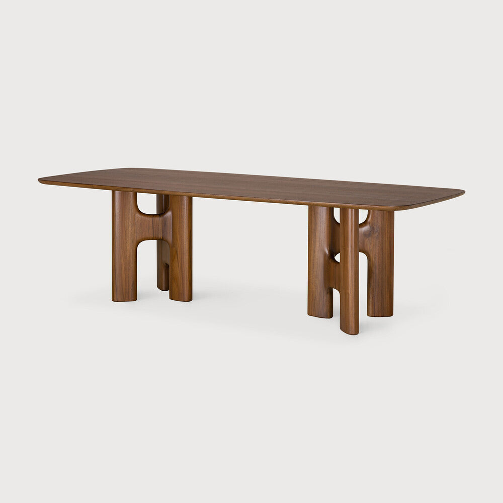 Ethnicraft Flow Dining Table - Teak Wild Brown, 250cm, side view