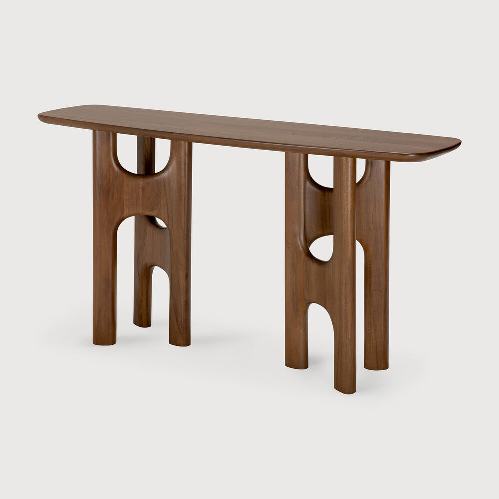 Ethnicraft Flow Console - Teak Wild Brown, side view