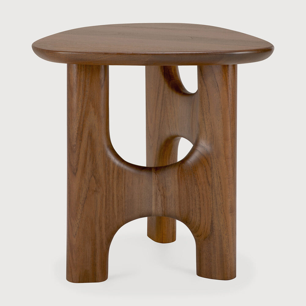 Ethnicraft Flow Side Table - Teak Wild Brown, side view