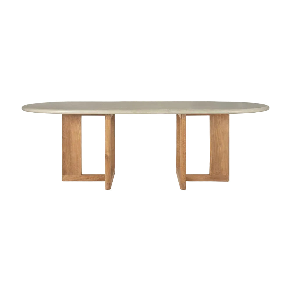 ETHNICRAFT TRESTLE OUTDOOR DINING TABLE - CONCRETE AND RECLAIMED TEAK | $4,519.00