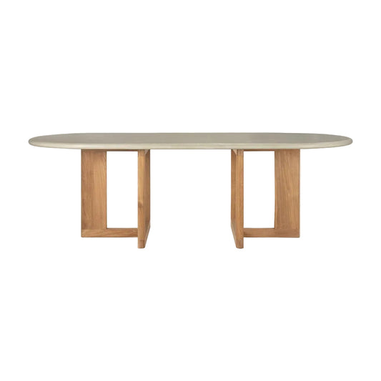 ETHNICRAFT TRESTLE OUTDOOR DINING TABLE - CONCRETE AND RECLAIMED TEAK | $4,519.00