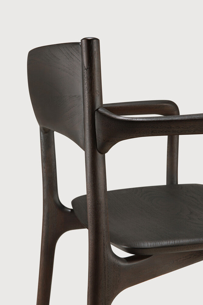 ETHNICRAFT PI DINING CHAIR - TEAK DARK BROWN - WITH ARMREST | $1,359.00