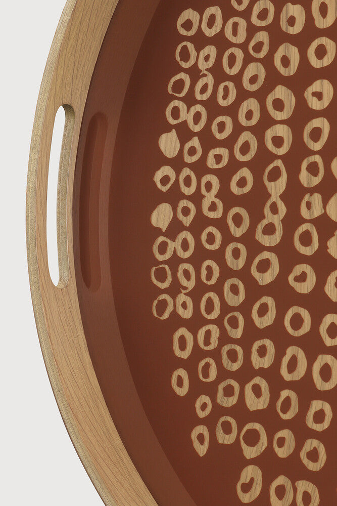 Ethnicraft Second Nature Tray - Round, Small, Auburn, detail