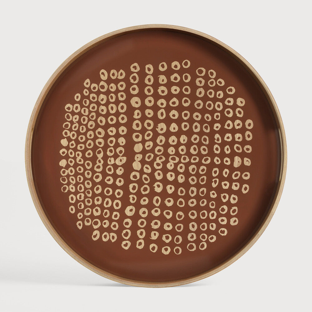 Ethnicraft Second Nature Tray - Round, Small, Auburn