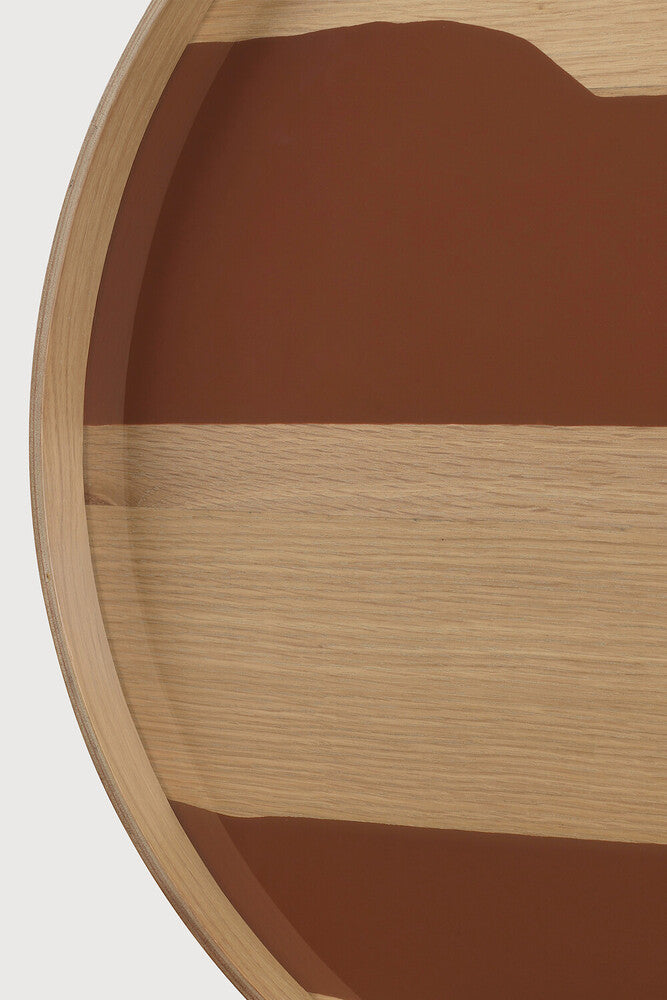 Ethnicraft Second Nature Tray - Round, Large, Auburn, detail