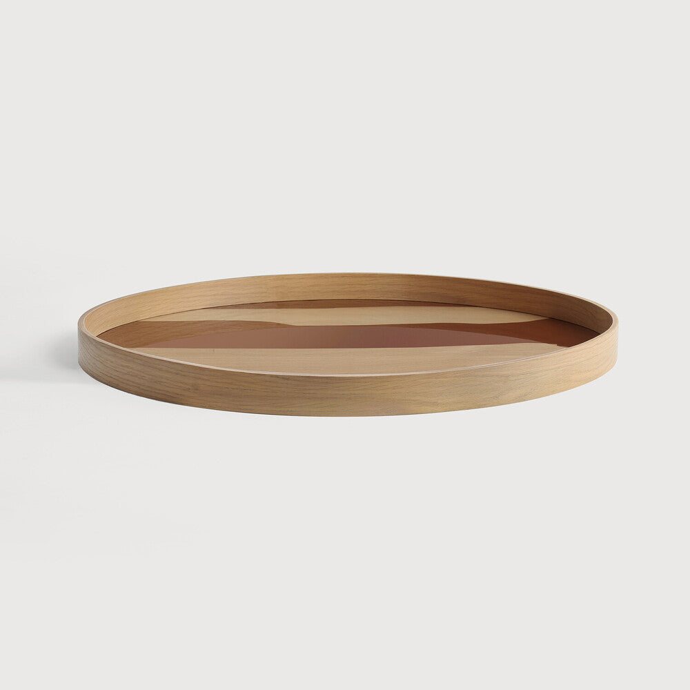 Ethnicraft Second Nature Tray - Round, Large, Auburn, side view