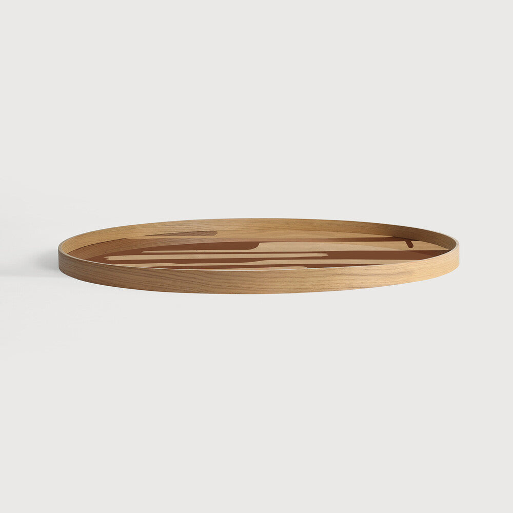Ethnicraft Second Nature Tray - Round, Extra Large, Auburn, side view