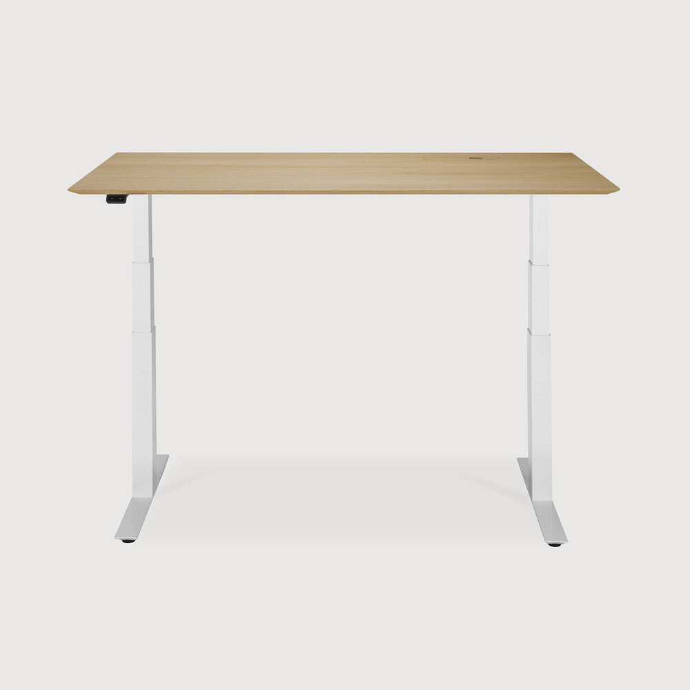 ETHNICRAFT BOK ADJUSTABLE DESK - OAK WITH WHITE BASE | $2,118.00 - $2,458.00