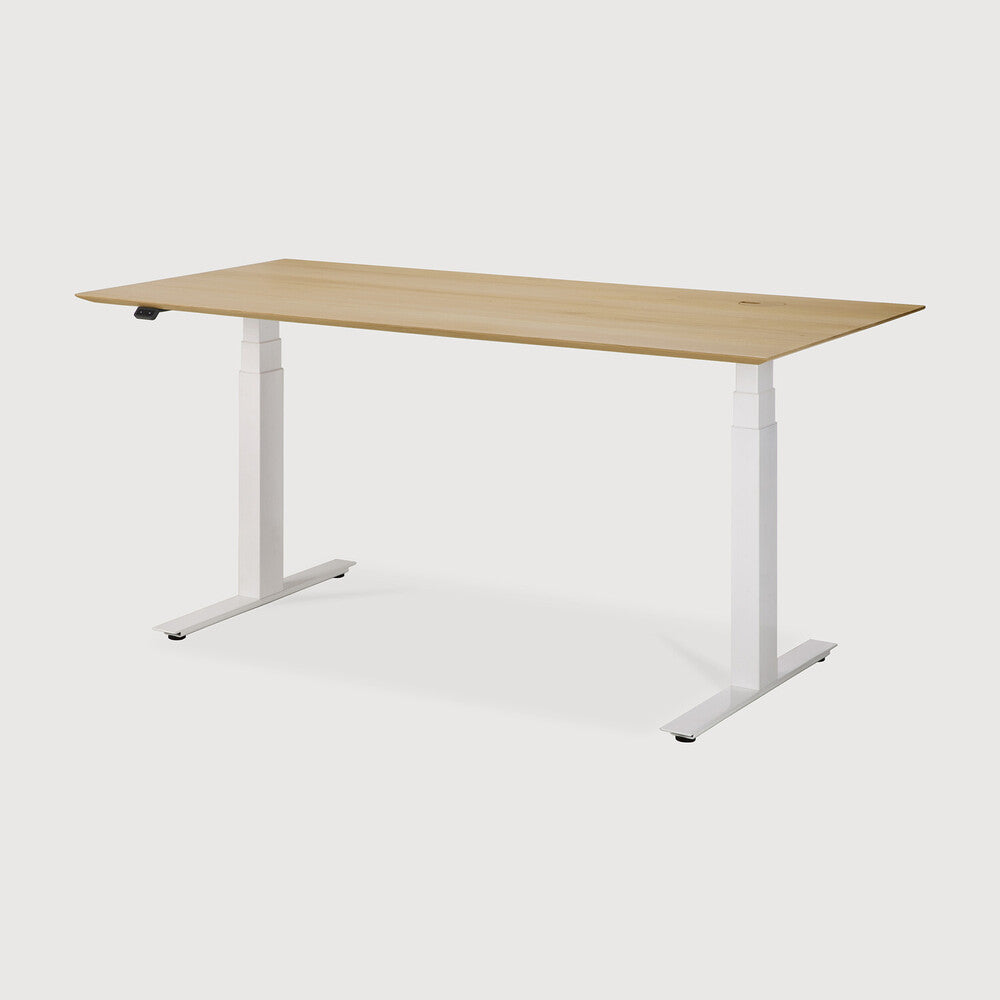 ETHNICRAFT BOK ADJUSTABLE DESK - OAK WITH WHITE BASE | $2,118.00 - $2,458.00