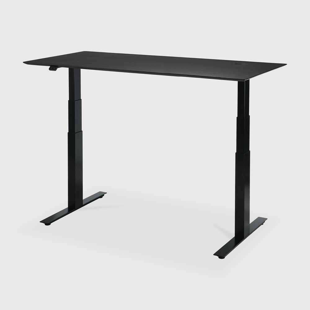 ETHNICRAFT BOK ADJUSTABLE DESK - OAK BLACK WITH BLACK BASE | $2,358.00 - $2,718.00