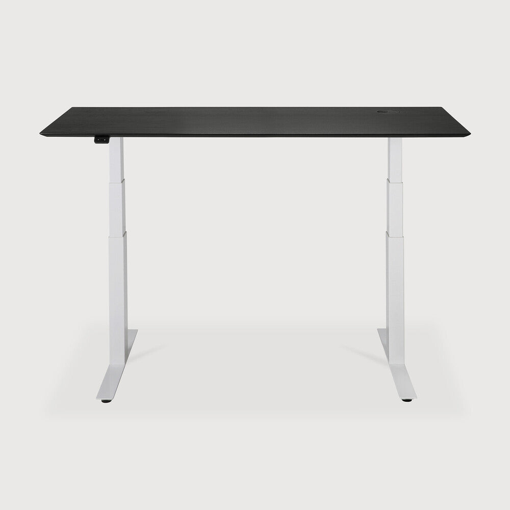 ETHNICRAFT BOK ADJUSTABLE DESK - OAK BLACK WITH WHITE BASE | $2,218.00 - $2,578.00