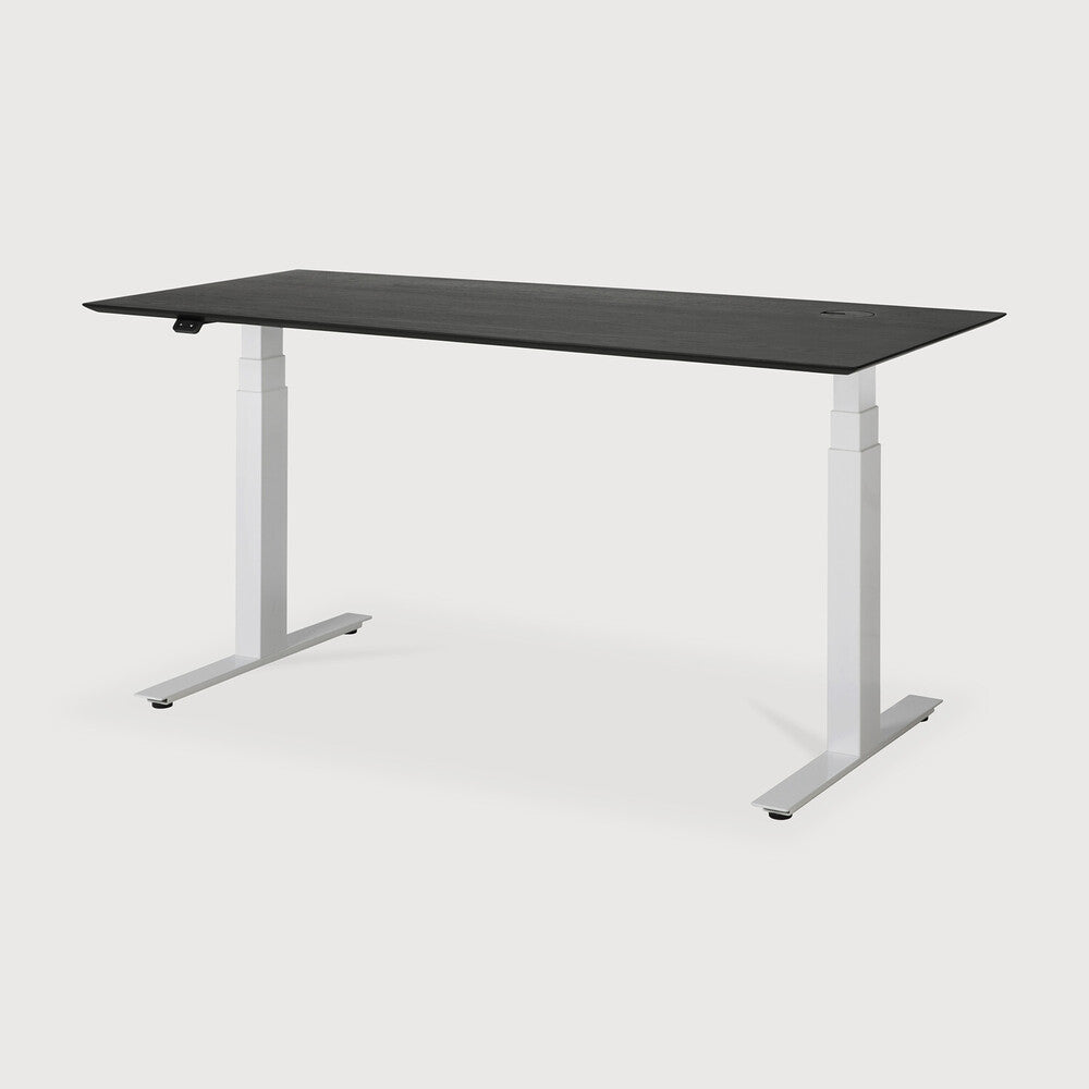 ETHNICRAFT BOK ADJUSTABLE DESK - OAK BLACK WITH WHITE BASE | $2,218.00 - $2,578.00