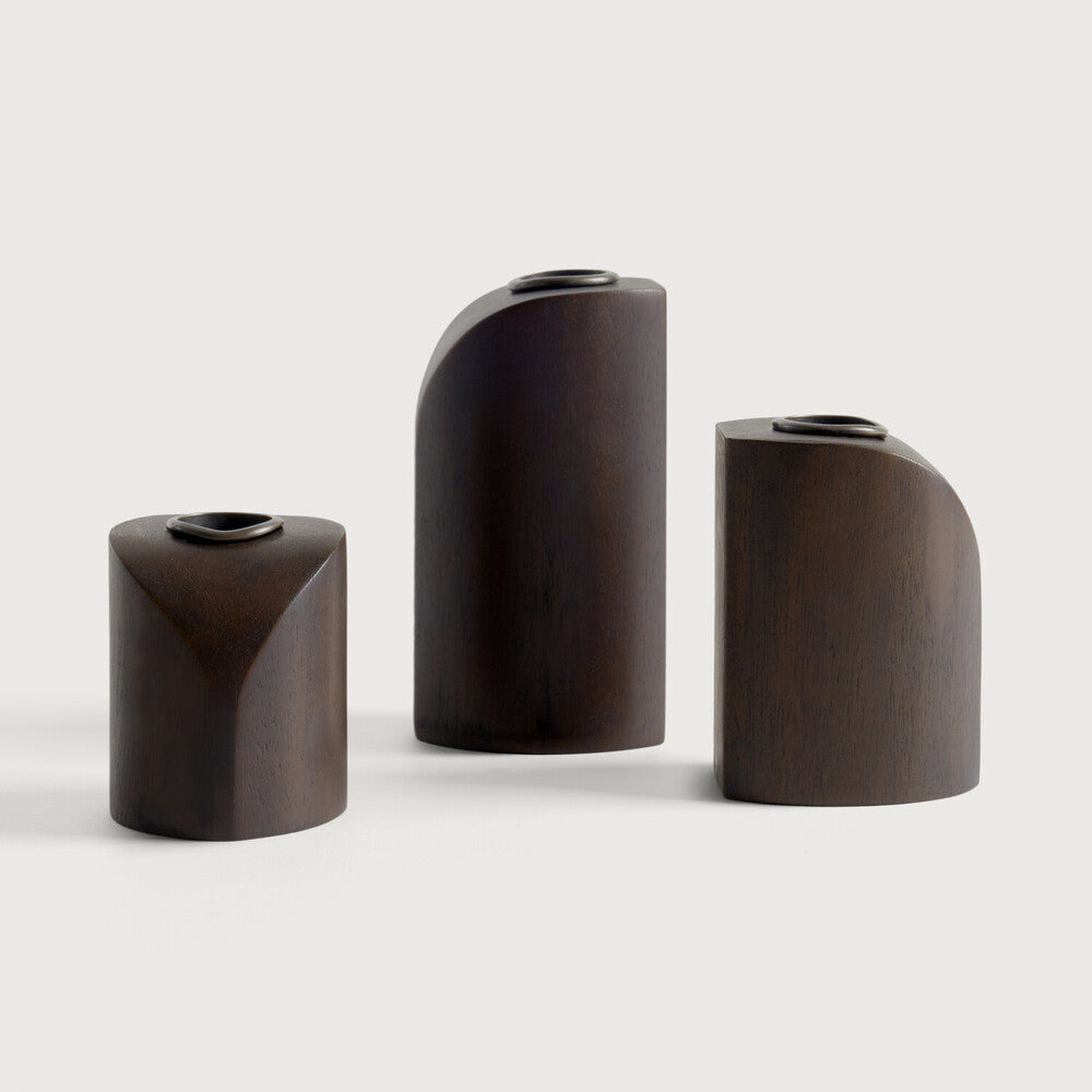ETHNICRAFT PI CANDLE HOLDERS - MAHOGANY DARK BROWN | $179.00