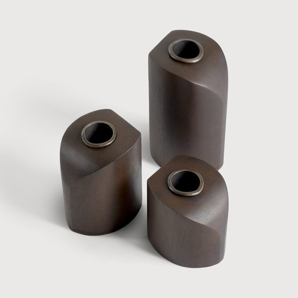 ETHNICRAFT PI CANDLE HOLDERS - MAHOGANY DARK BROWN | $179.00
