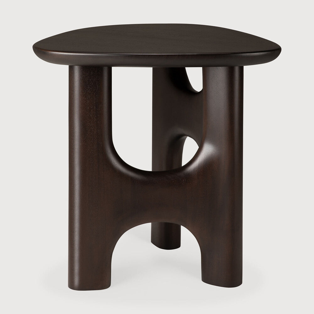 Ethnicraft Flow Side Table - Mahogany Rose Brown, Pebble, side view