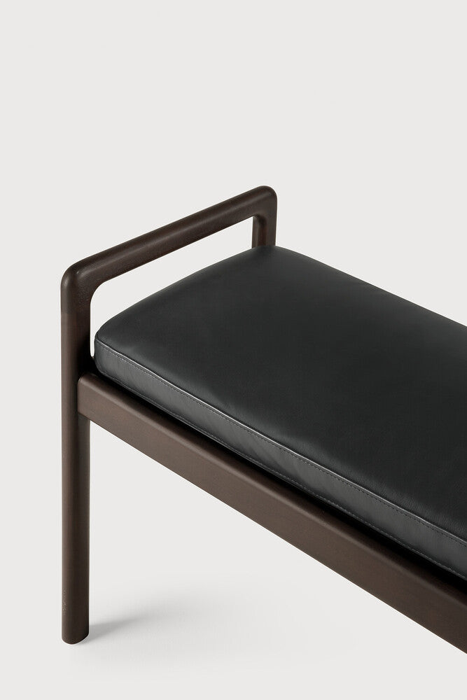 ETHNICRAFT JACK BENCH - MAHOGANY DARK BROWN - BLACK LEATHER | $1,858.00