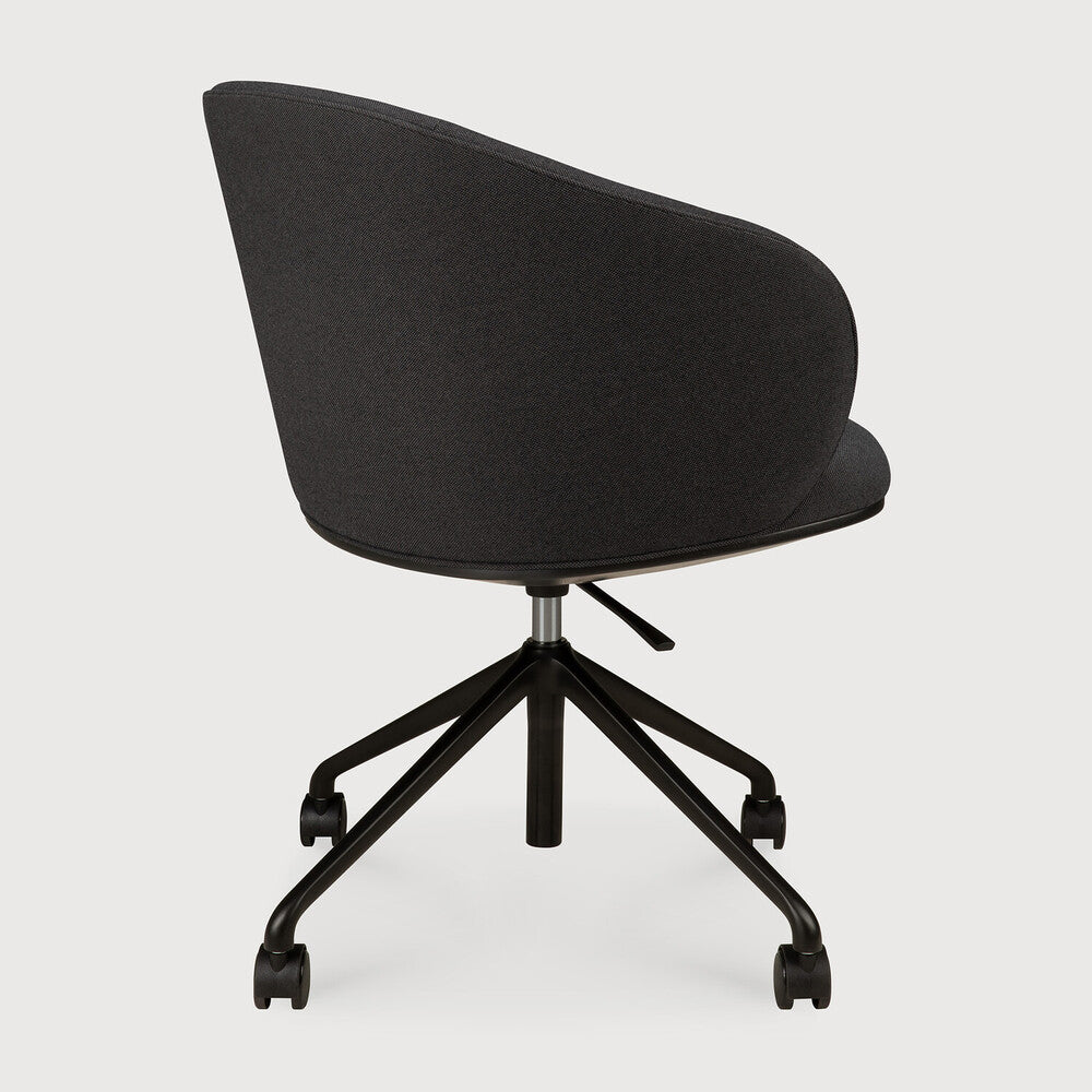 Ethnicraft Unda Office Chair - Charcoal, With Wheels, back view