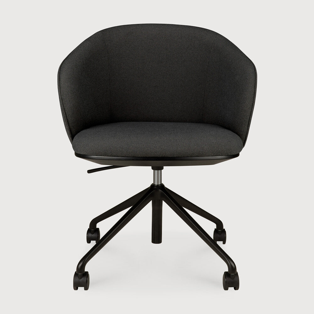 Ethnicraft Unda Office Chair - Charcoal, With Wheels, front view