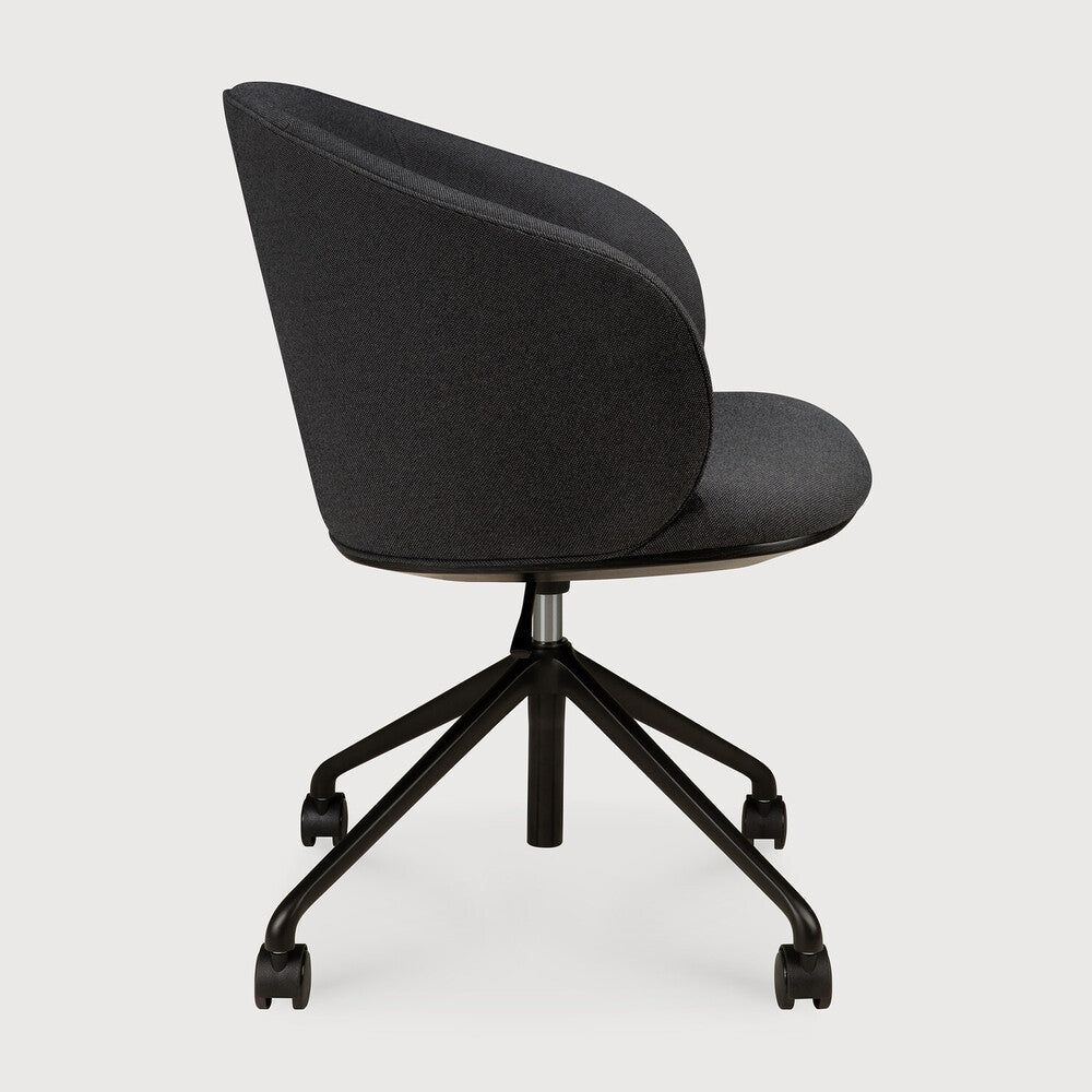 Ethnicraft Unda Office Chair - Charcoal, With Wheels, profile view