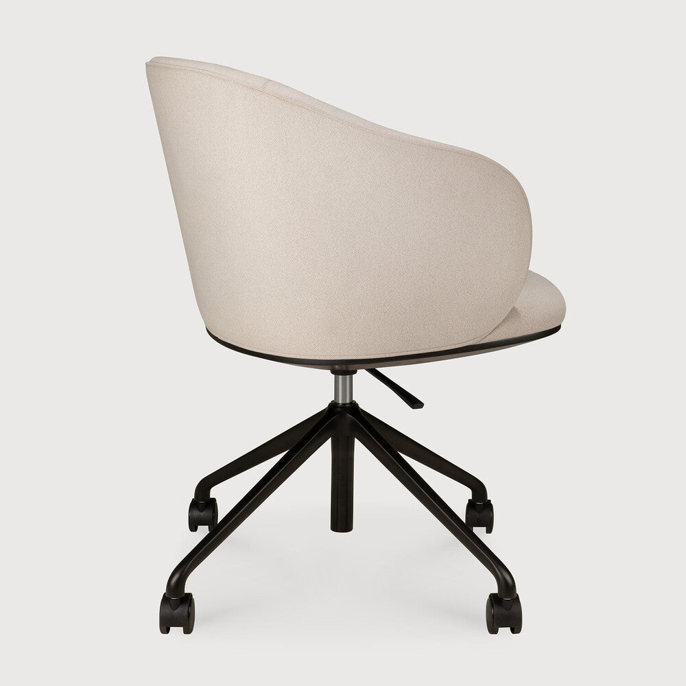 Ethnicraft Unda Office Chair - Salt, With Wheels, back view