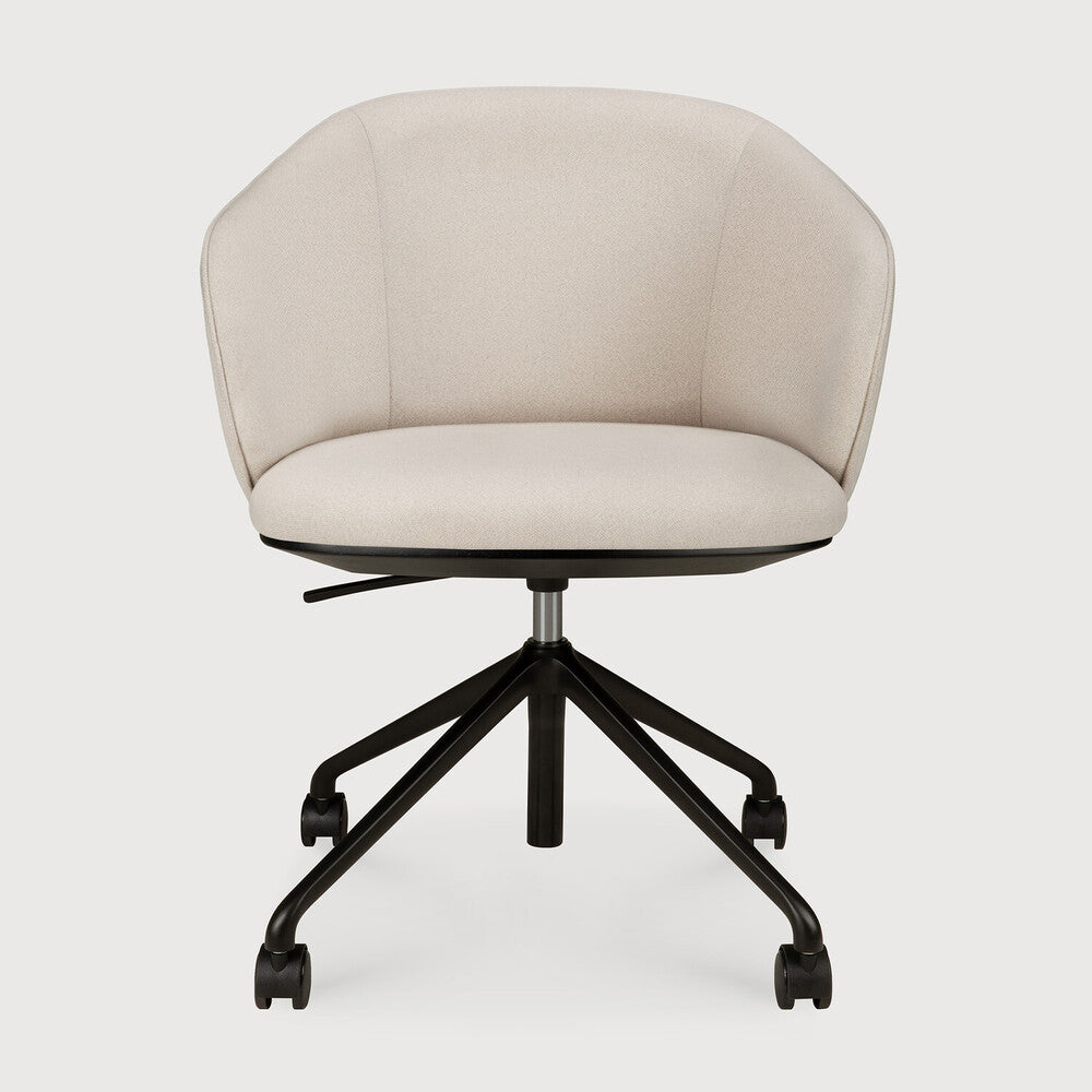 Ethnicraft Unda Office Chair - Salt, With Wheels, front view