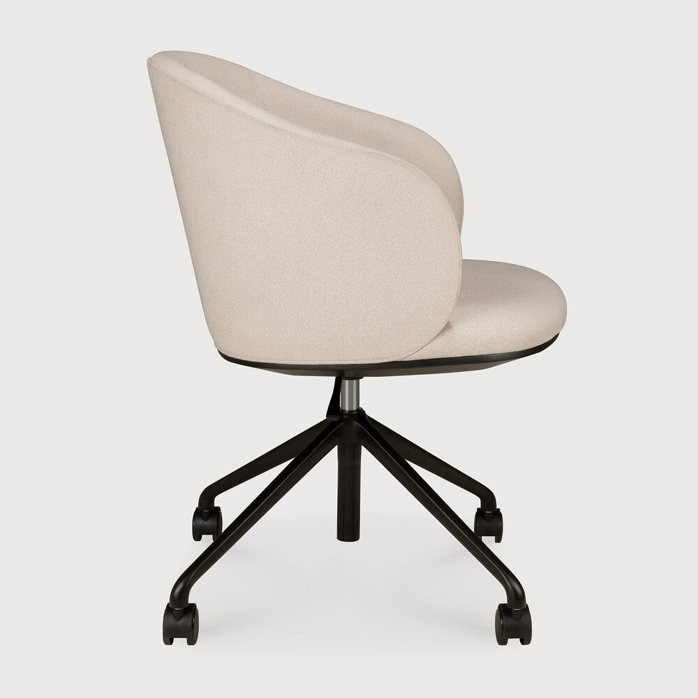 Ethnicraft Unda Office Chair - Salt, With Wheels, profile view