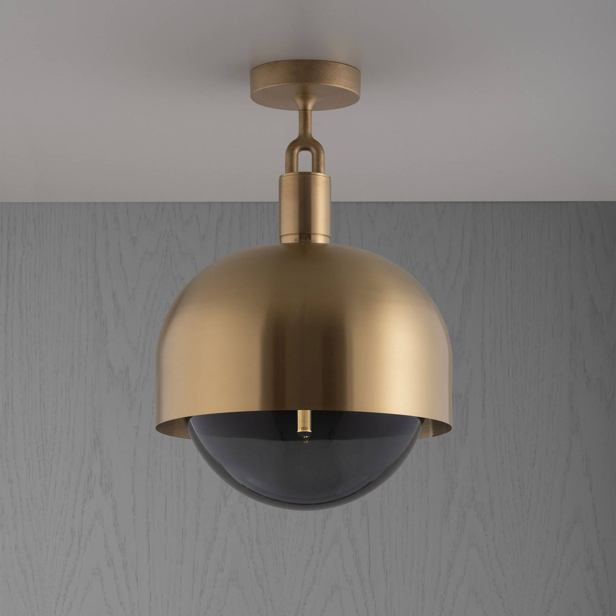 Forked Ceiling Shade Globe Smoked Large Brass