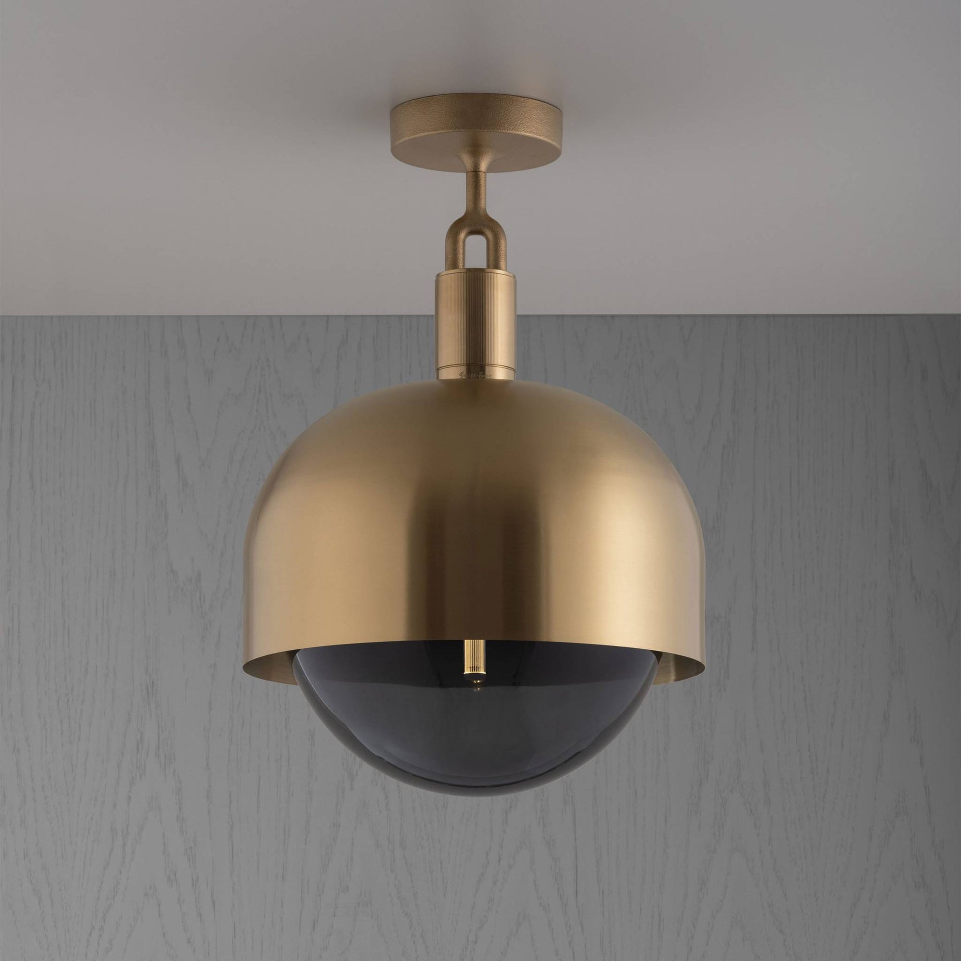 Forked Ceiling Shade Globe Smoked Large Brass
