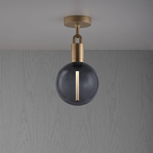 FORKED CEILING GLOBE SMOKED MEDIUM - BRASS